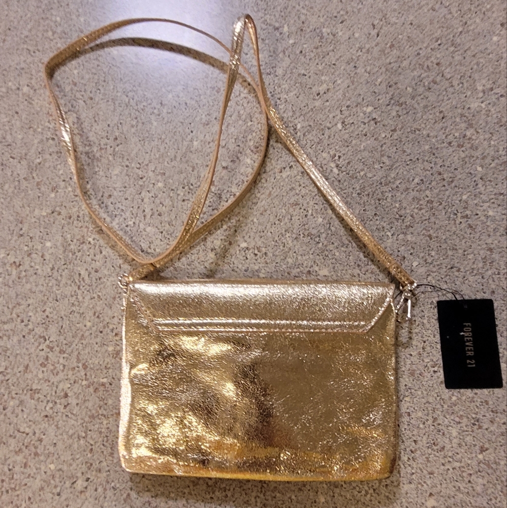 Forever21 gold crossbody bag